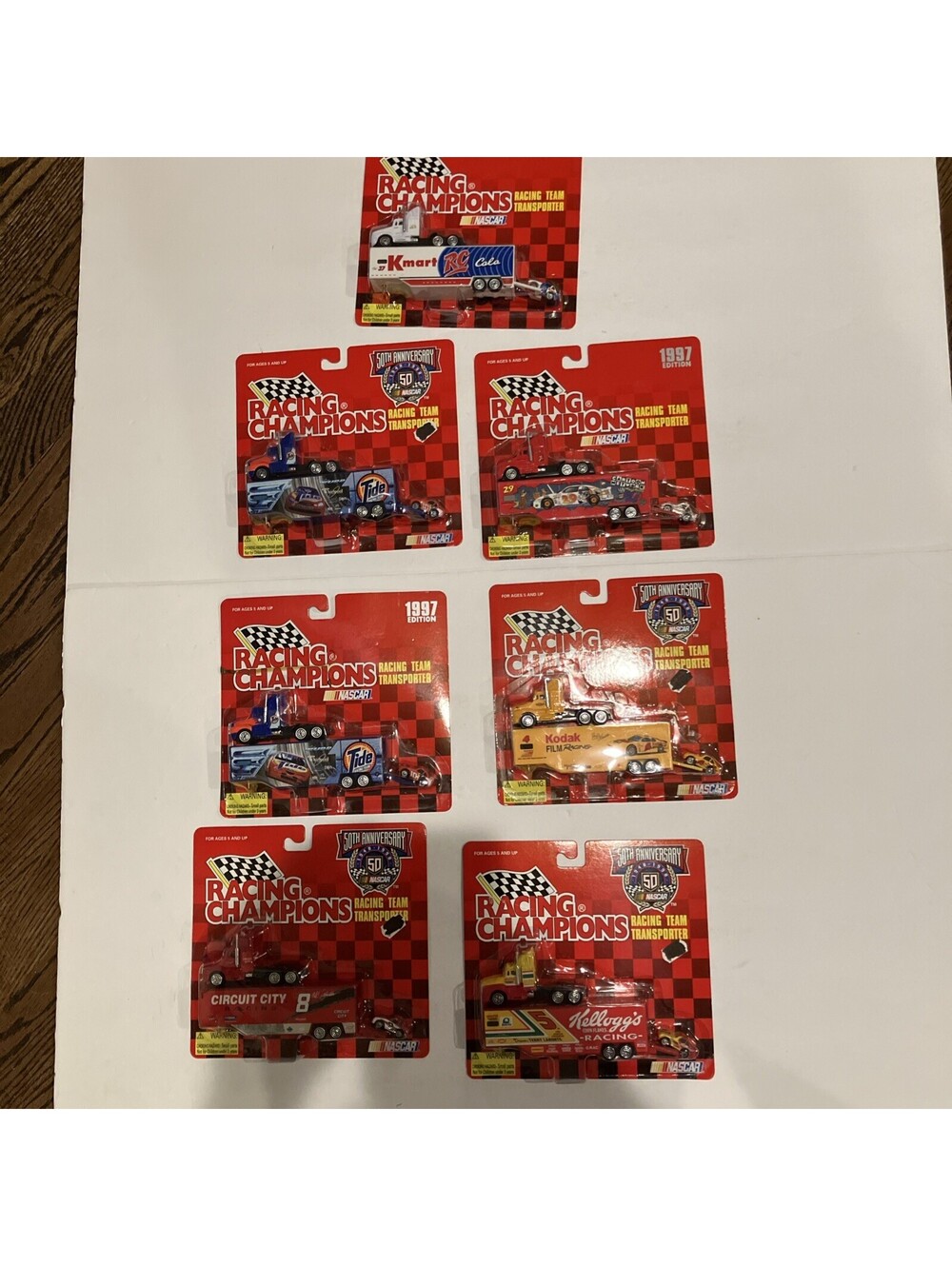 VINTAGE 1997 Lot Of 7 Racing Champions Nascar Diecast Car & Trailer NEW